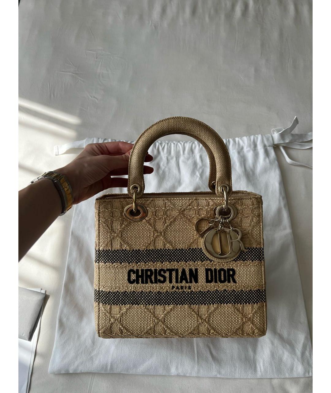CHRISTIAN DIOR Бежевая плетеная пляжная сумка, фото 3