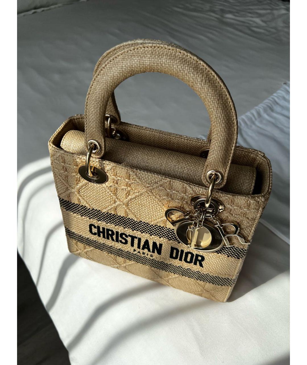 CHRISTIAN DIOR Бежевая плетеная пляжная сумка, фото 2