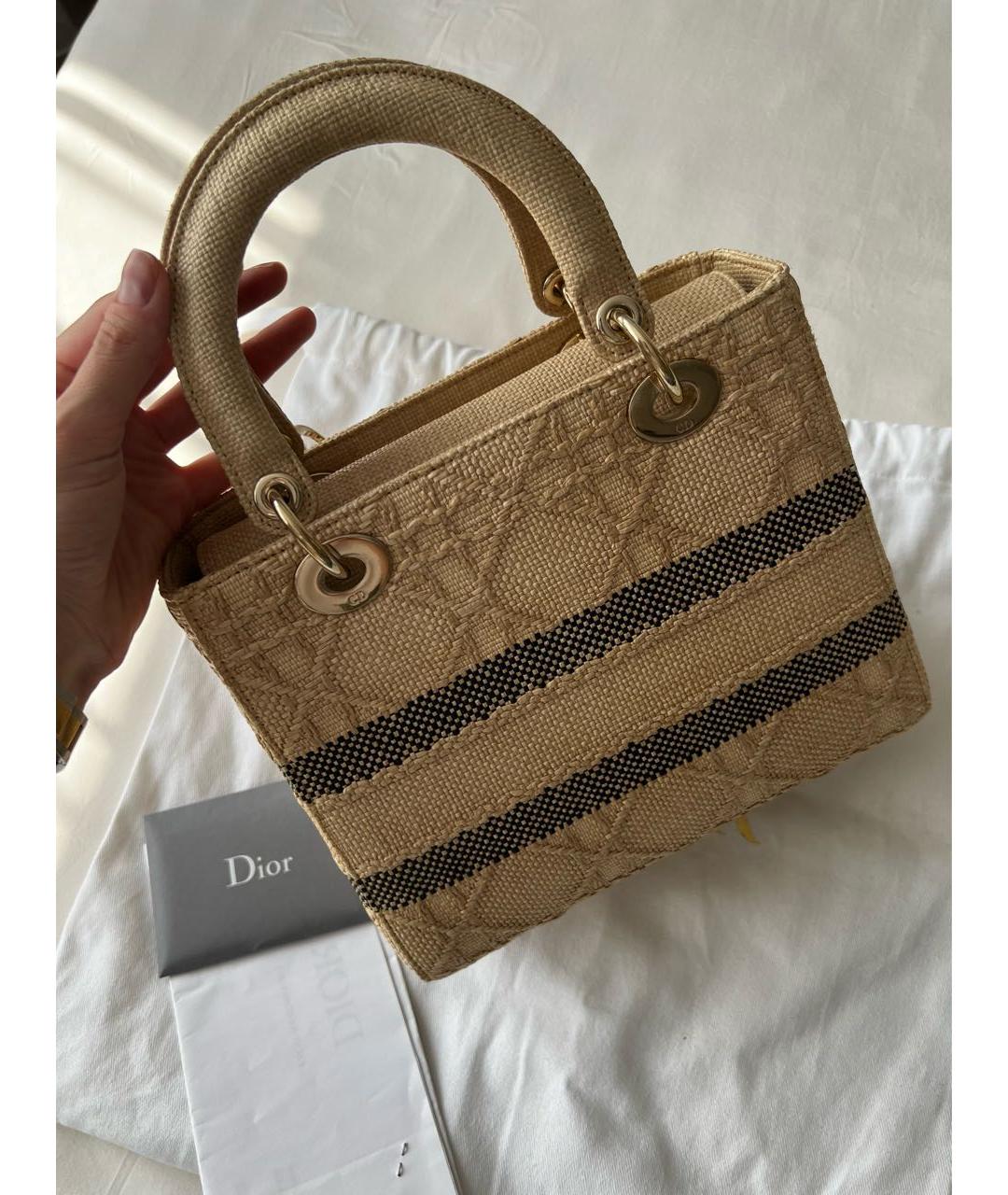 CHRISTIAN DIOR Бежевая плетеная пляжная сумка, фото 4