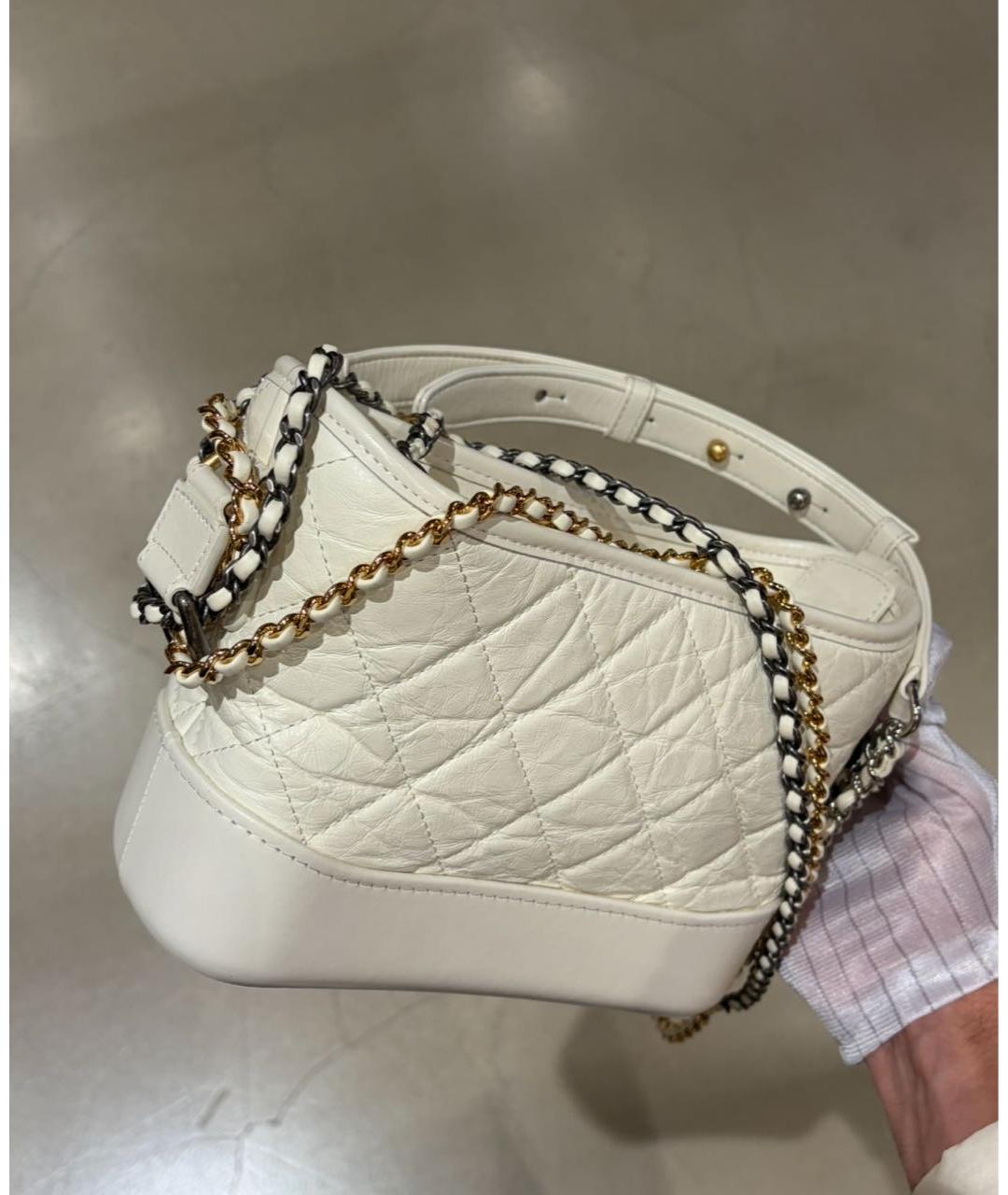 CHANEL Белая кожаная сумка через плечо, фото 4