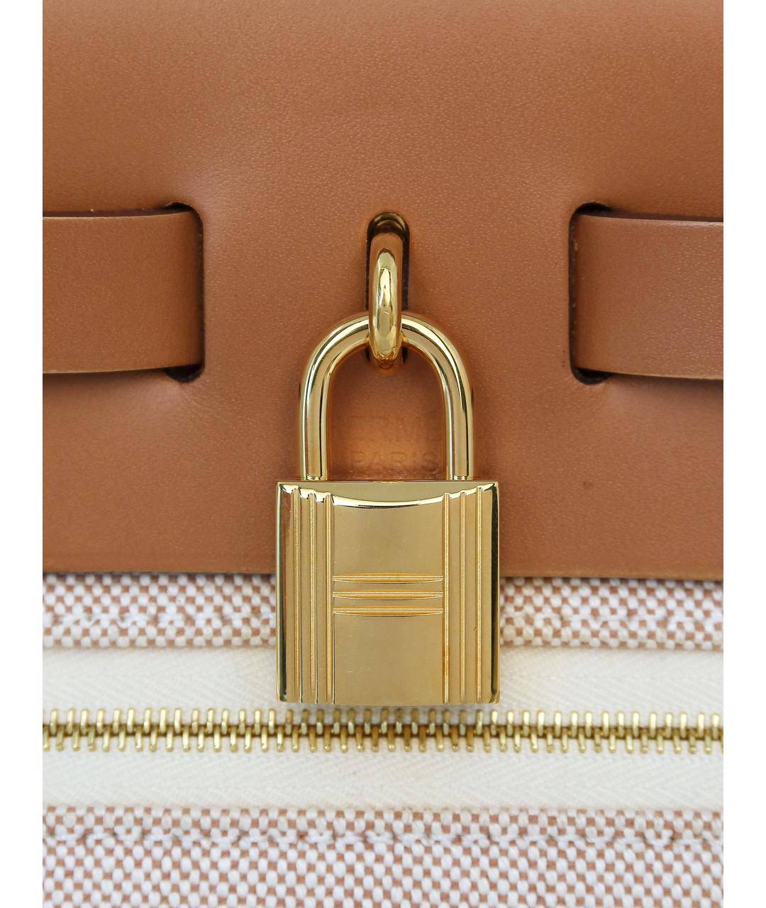 HERMES Бежевая тканевая сумка через плечо, фото 6