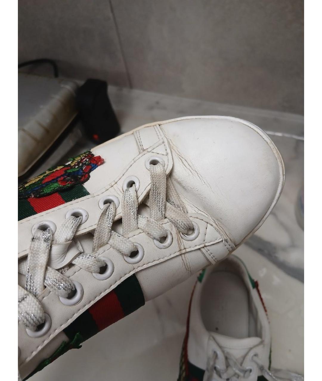 GUCCI Белые кожаные кеды, фото 9