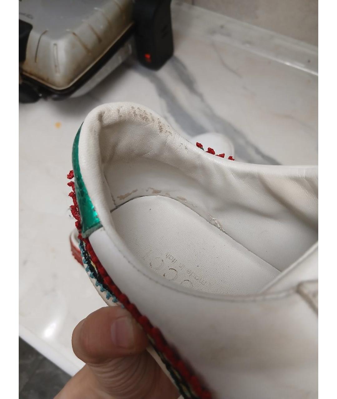 GUCCI Белые кожаные кеды, фото 8