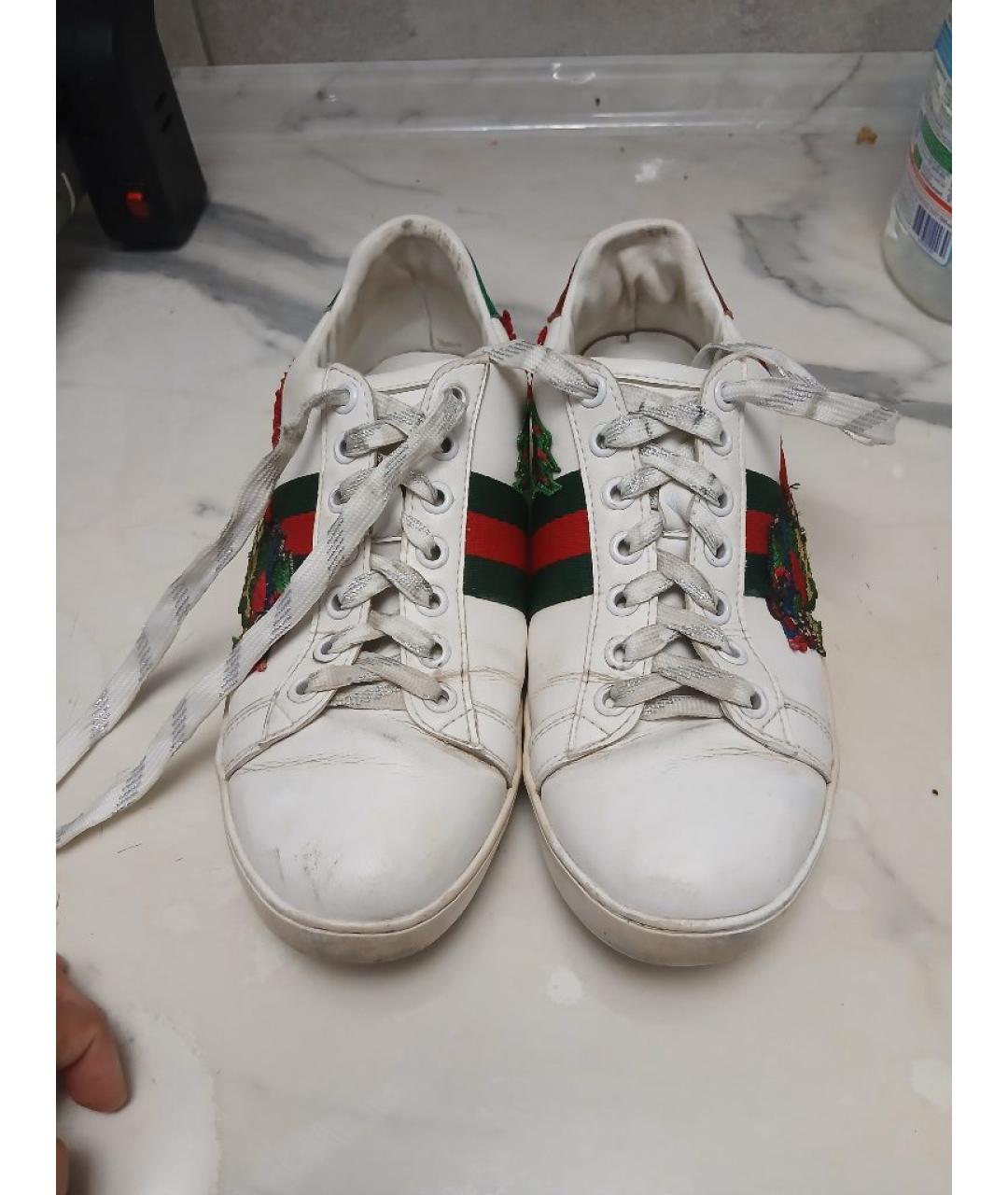 GUCCI Белые кожаные кеды, фото 2