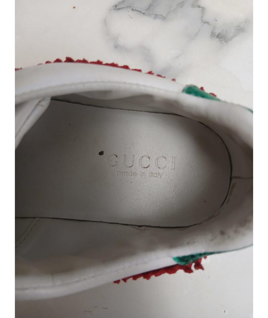 GUCCI Белые кожаные кеды, фото 6