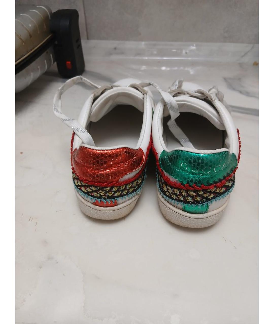 GUCCI Белые кожаные кеды, фото 4