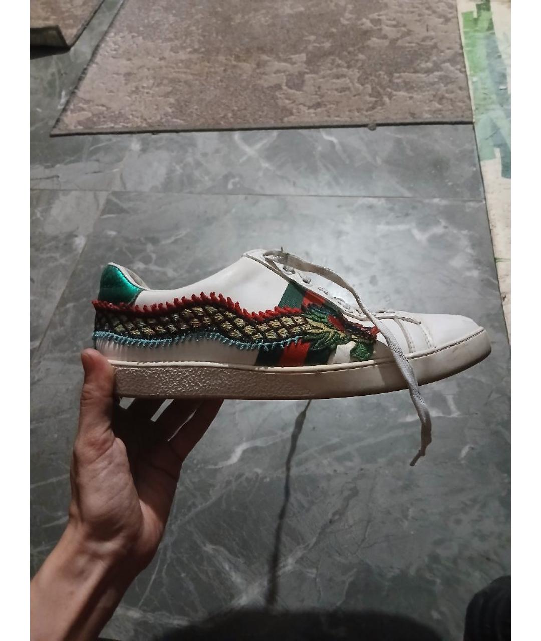 GUCCI Белые кожаные кеды, фото 10