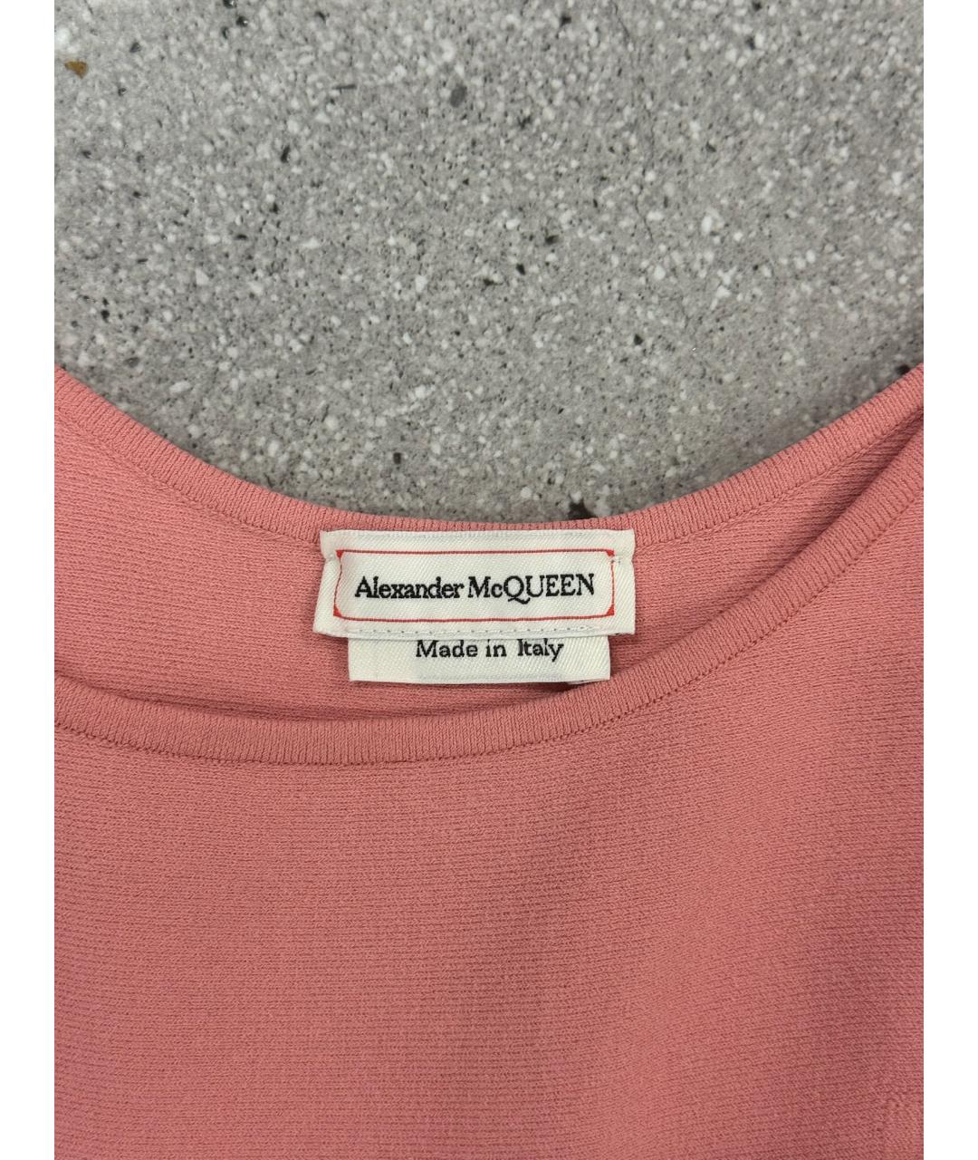 ALEXANDER MCQUEEN Коралловое креповое коктейльное платье, фото 4