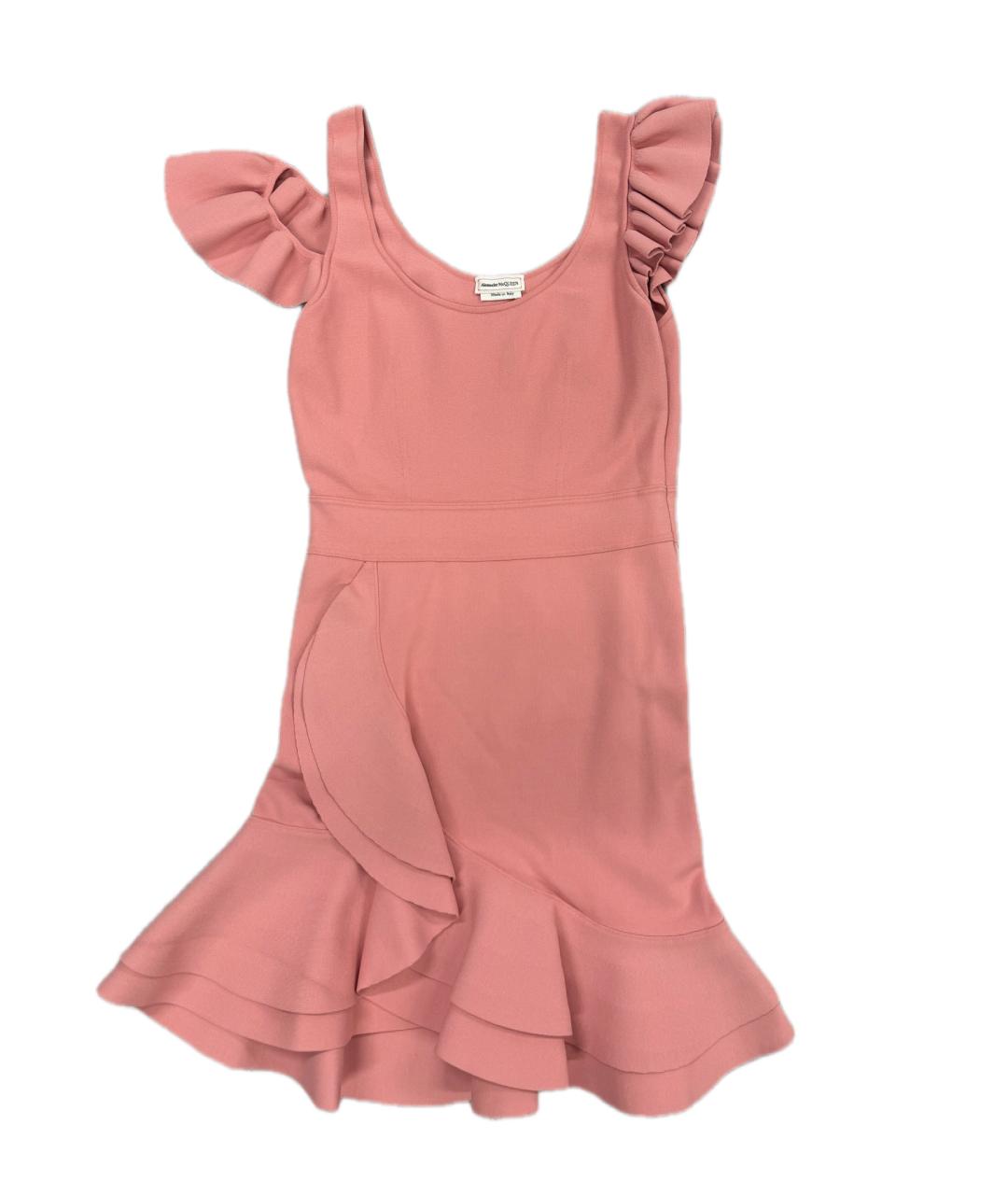 ALEXANDER MCQUEEN Коралловое креповое коктейльное платье, фото 2