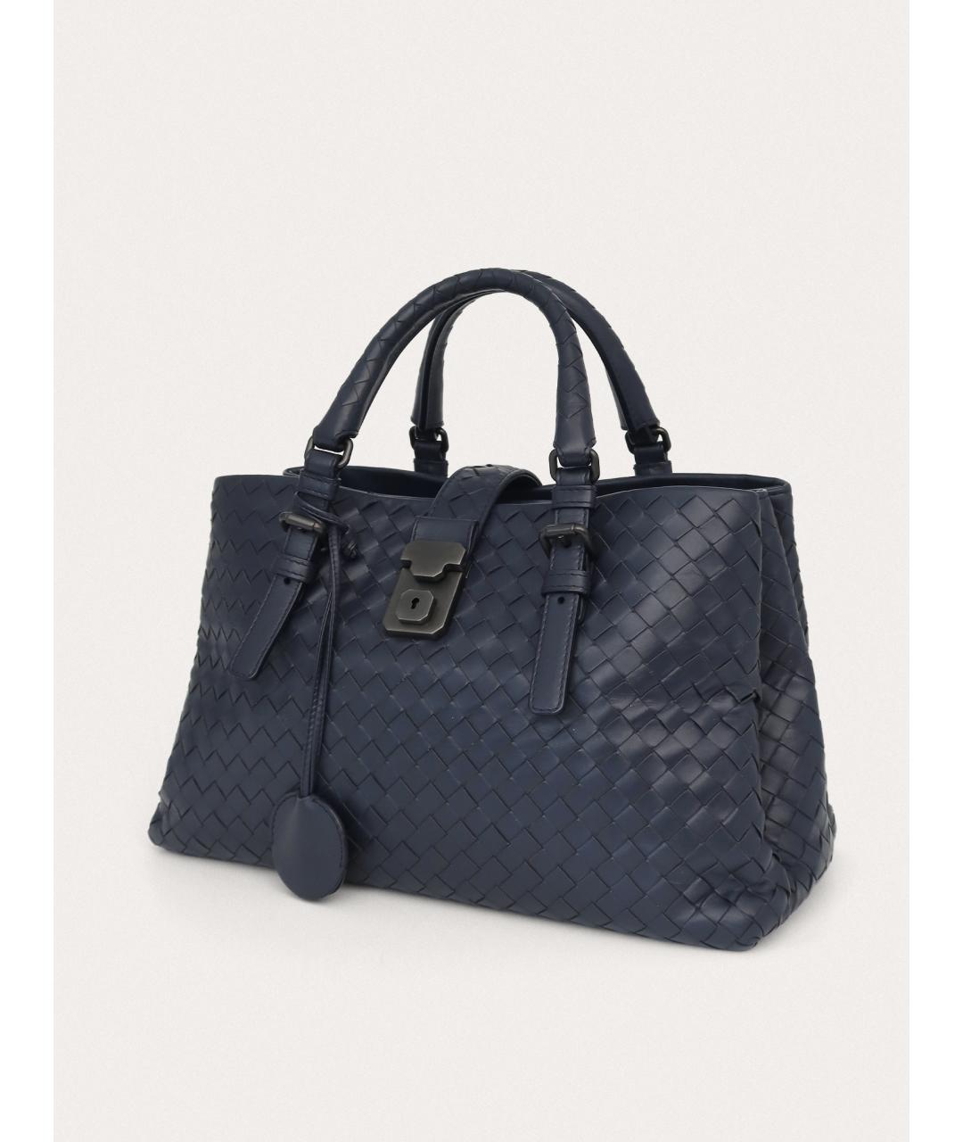 BOTTEGA VENETA Синяя кожаная сумка с короткими ручками, фото 2