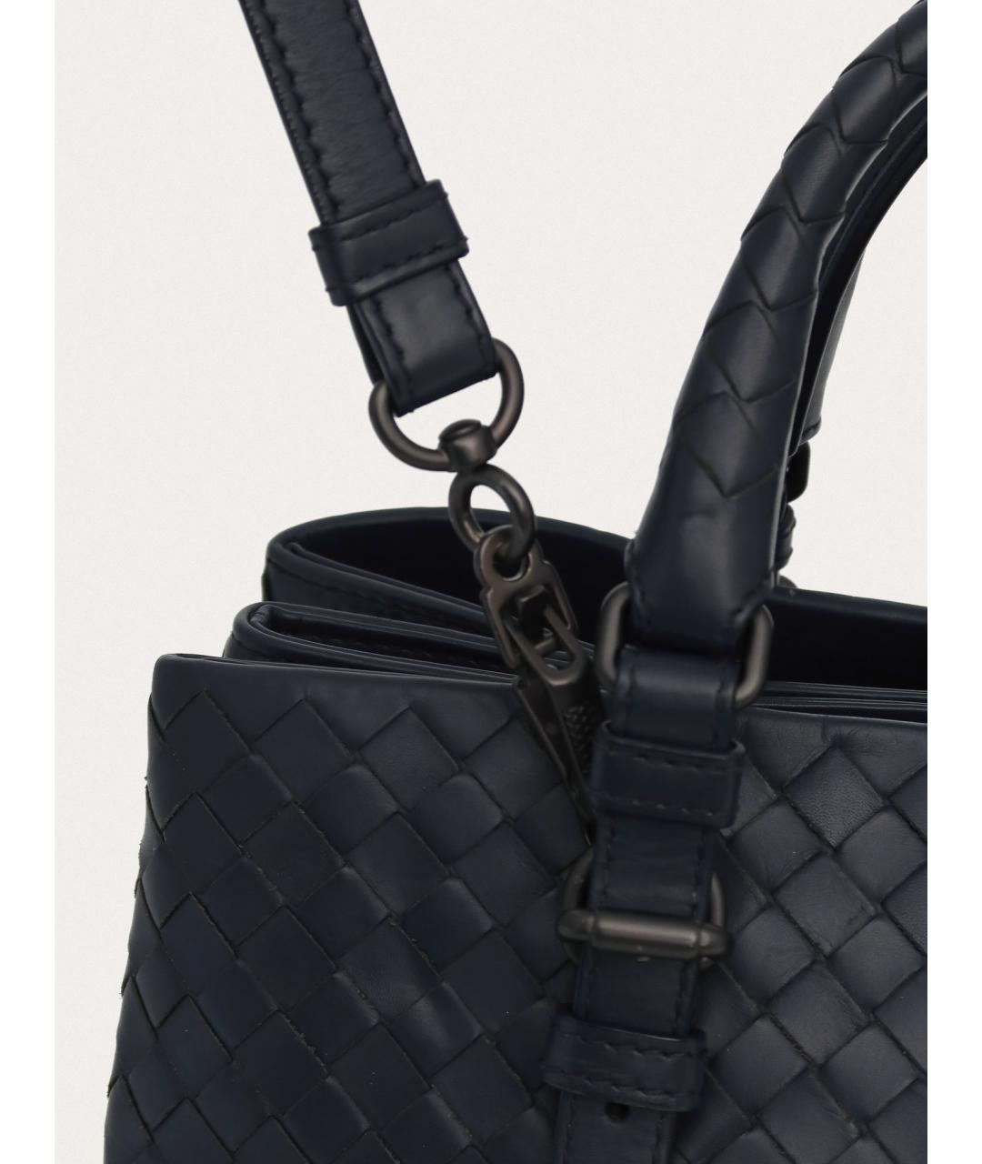 BOTTEGA VENETA Синяя кожаная сумка с короткими ручками, фото 5