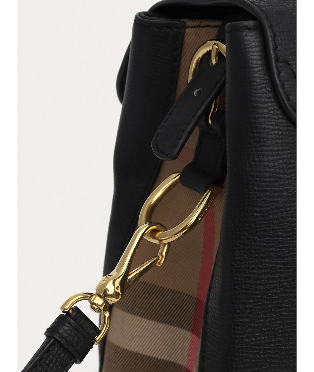 BURBERRY Черная кожаная сумка с короткими ручками, фото 5