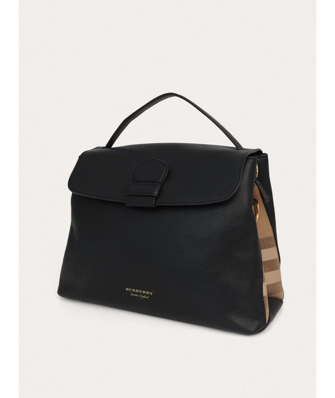 BURBERRY Черная кожаная сумка с короткими ручками, фото 2