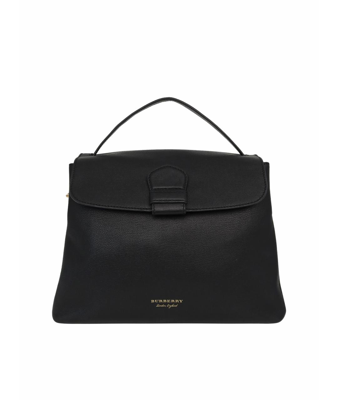 BURBERRY Черная кожаная сумка с короткими ручками, фото 1