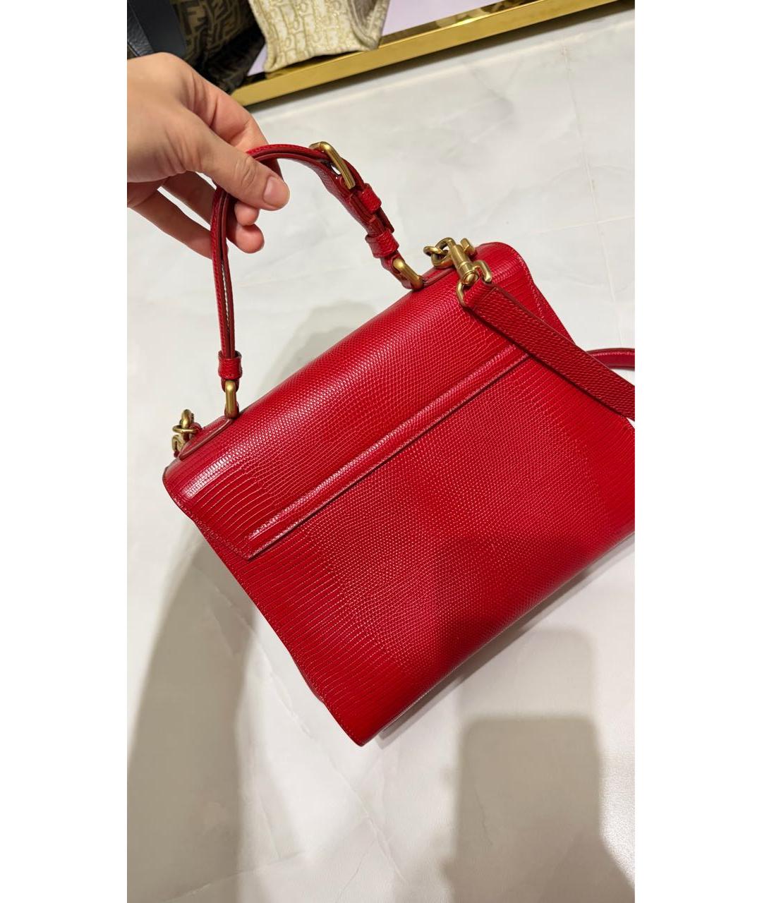 DOLCE&GABBANA Красная кожаная сумка с короткими ручками, фото 2