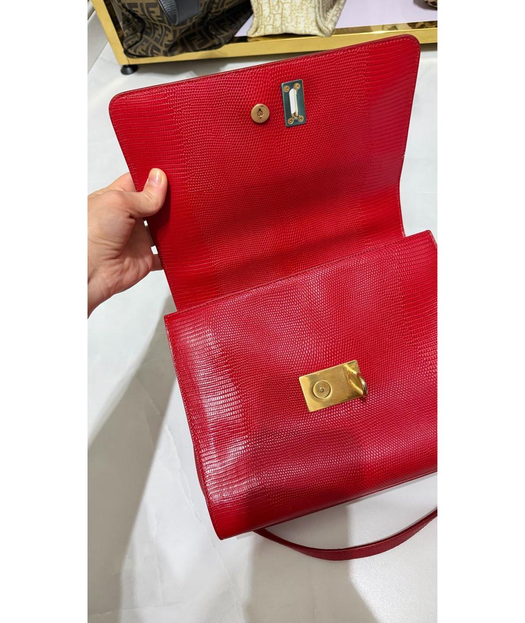 DOLCE&GABBANA Красная кожаная сумка с короткими ручками, фото 5