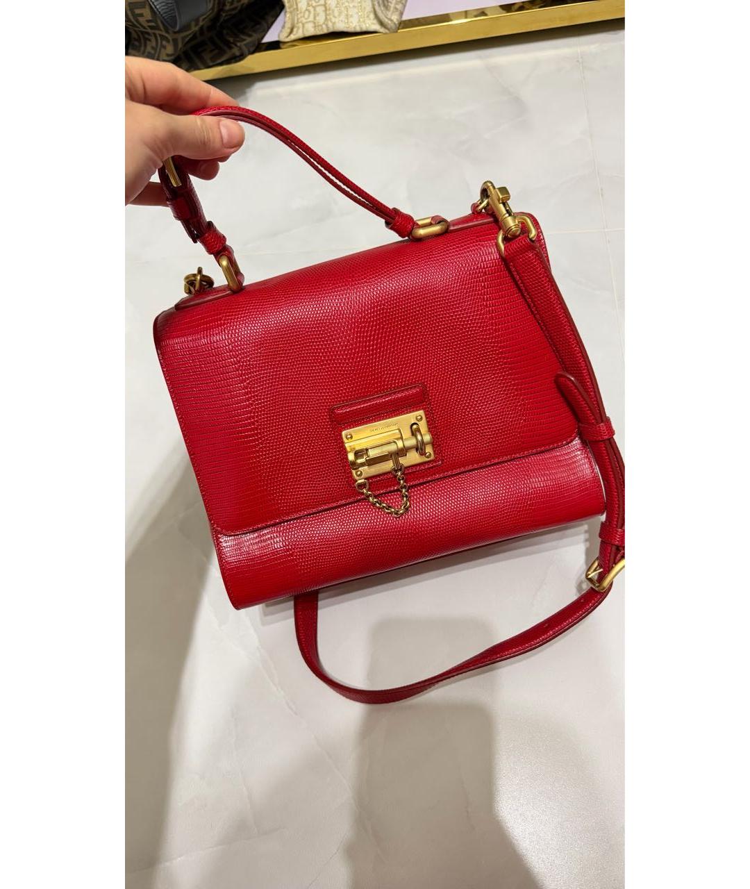 DOLCE&GABBANA Красная кожаная сумка с короткими ручками, фото 6
