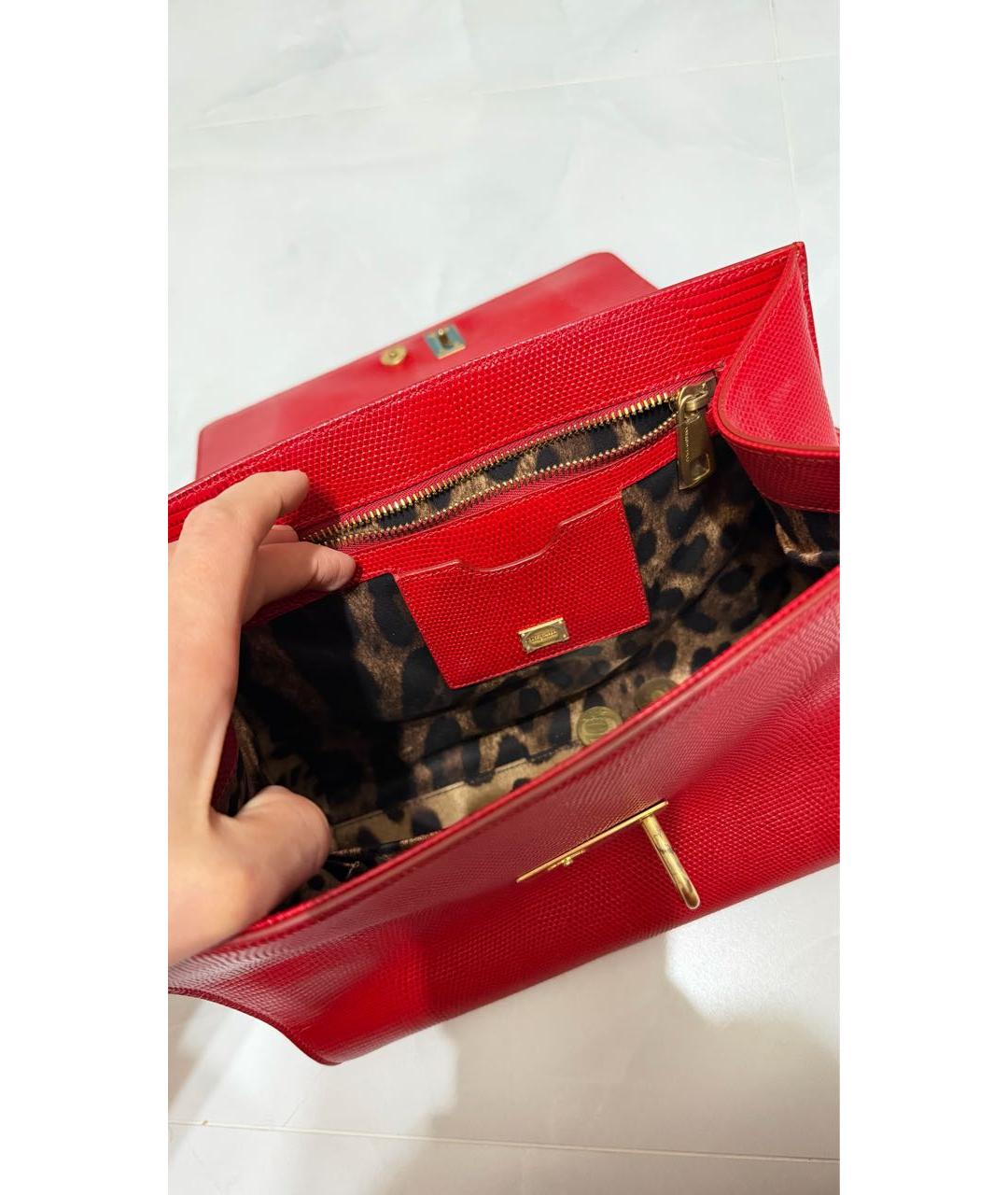 DOLCE&GABBANA Красная кожаная сумка с короткими ручками, фото 3