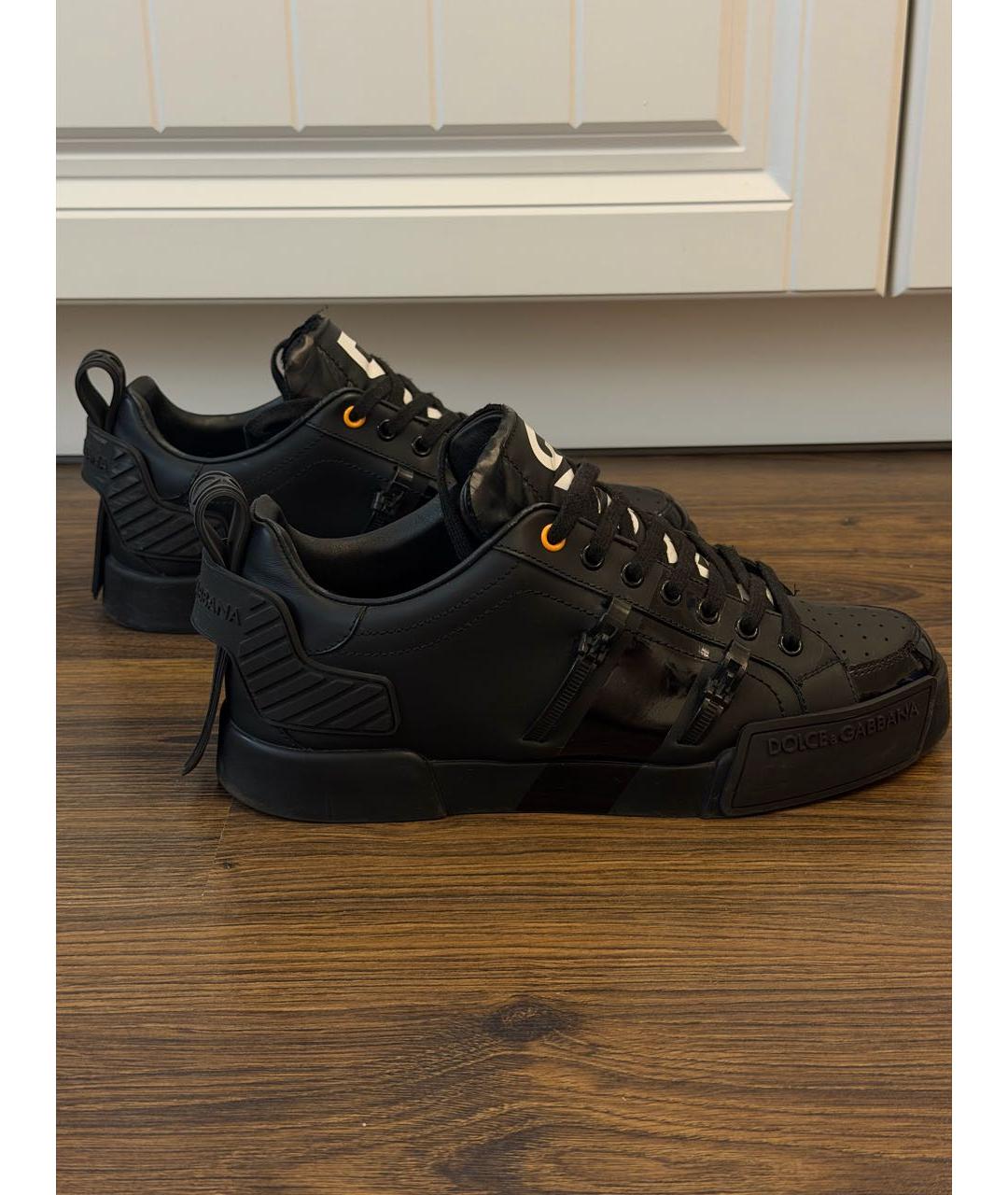 DOLCE&GABBANA Черные низкие кроссовки / кеды из лакированной кожи, фото 5