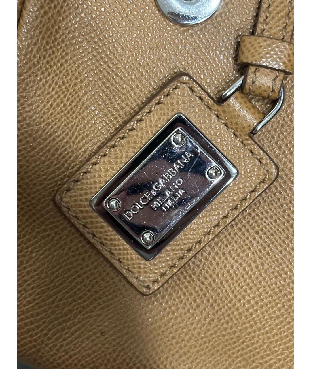 DOLCE&GABBANA Коричневая кожаная сумка с короткими ручками, фото 3