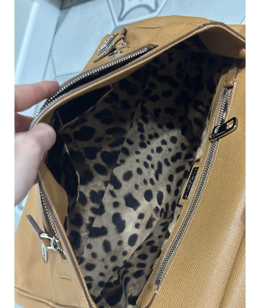 DOLCE&GABBANA Коричневая кожаная сумка с короткими ручками, фото 4
