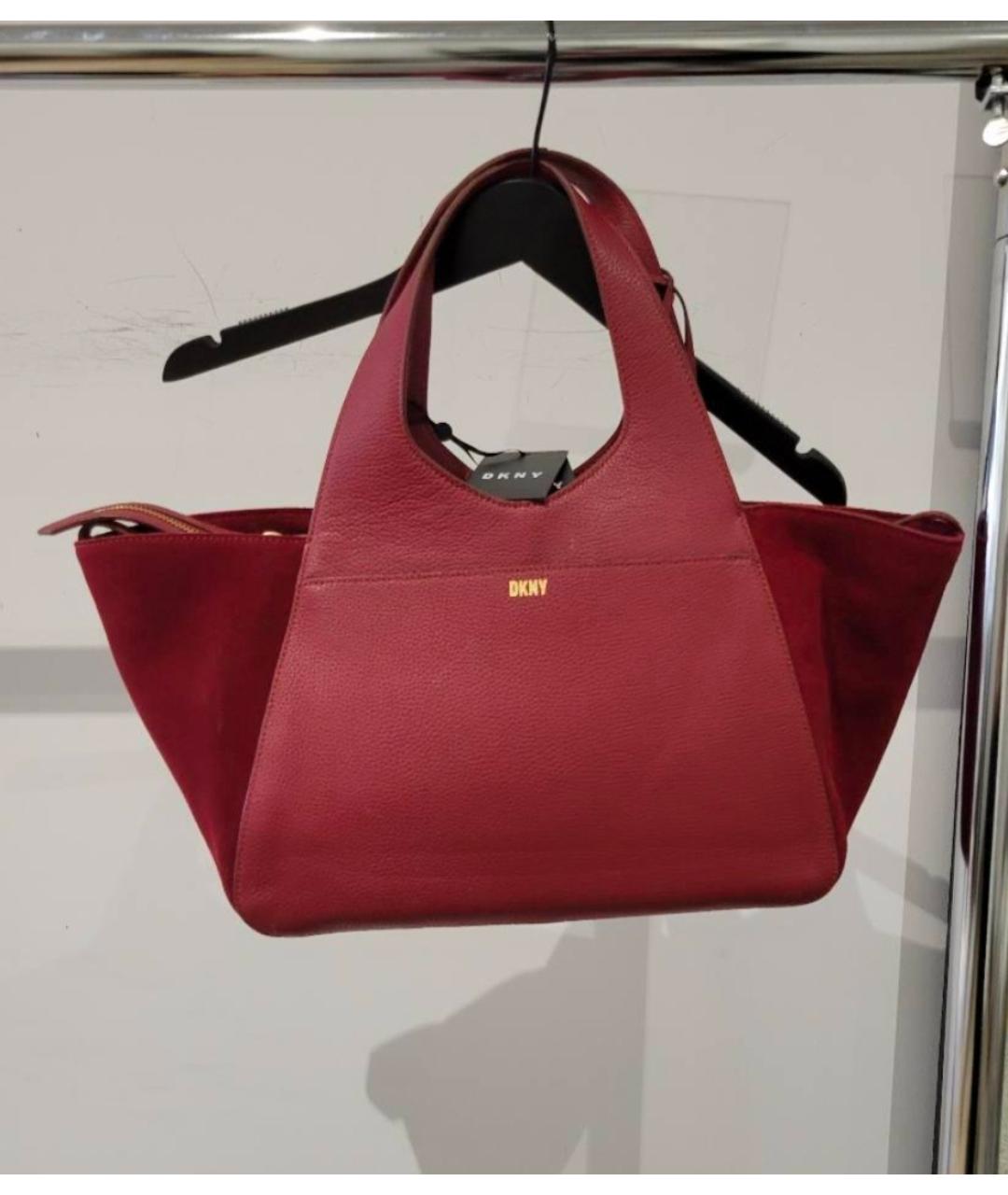 DKNY Красная кожаная сумка тоут, фото 10