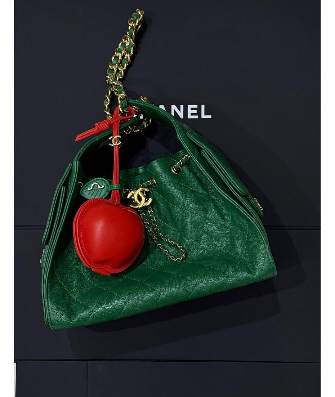 CHANEL Зеленая кожаная сумка тоут, фото 2