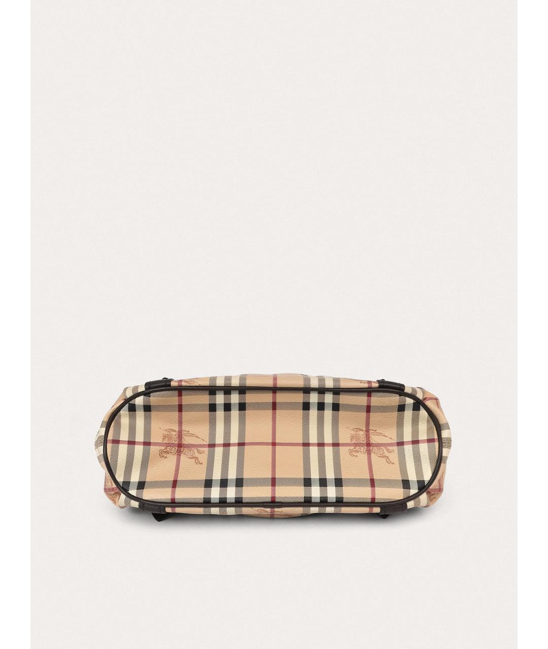 BURBERRY Бежевая кожаная сумка с короткими ручками, фото 4