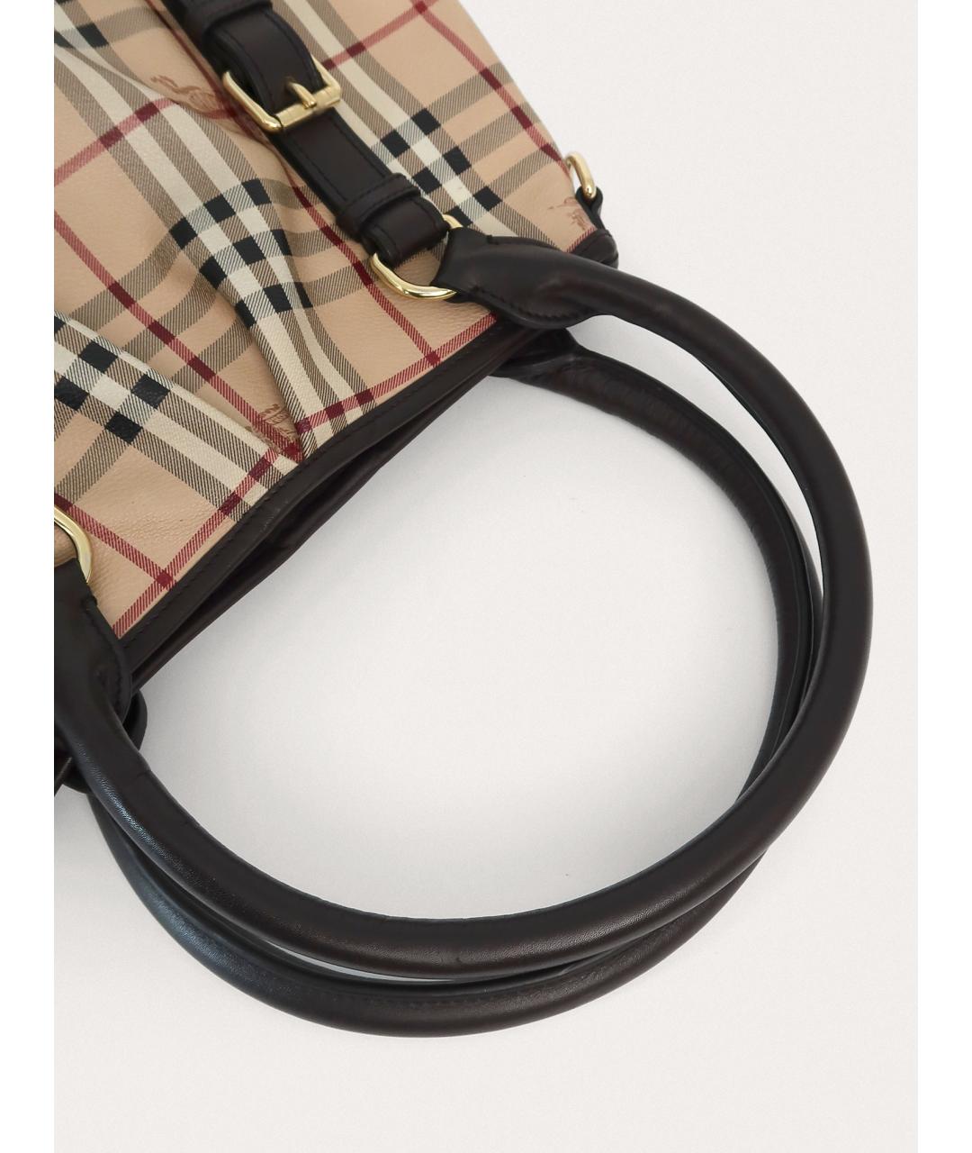 BURBERRY Бежевая кожаная сумка с короткими ручками, фото 6