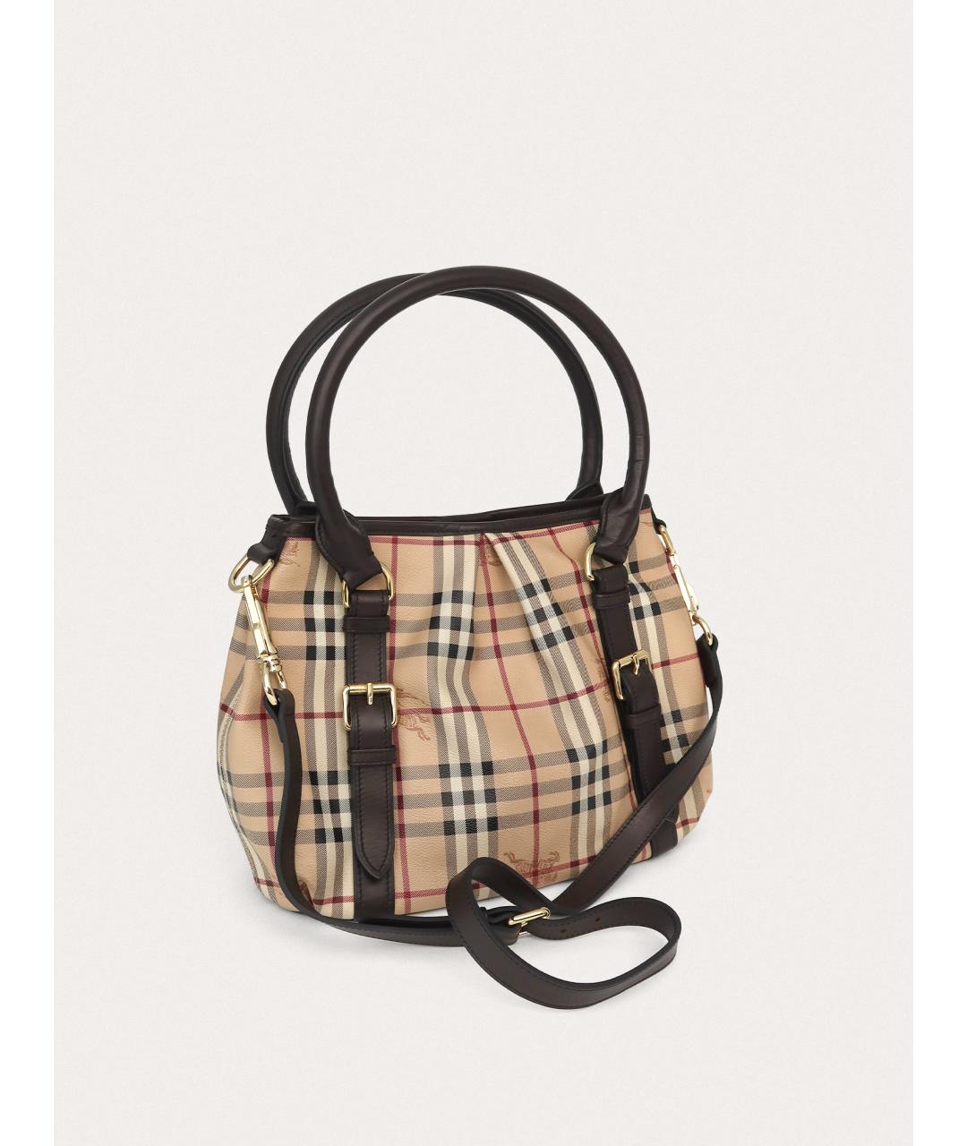 BURBERRY Бежевая кожаная сумка с короткими ручками, фото 3