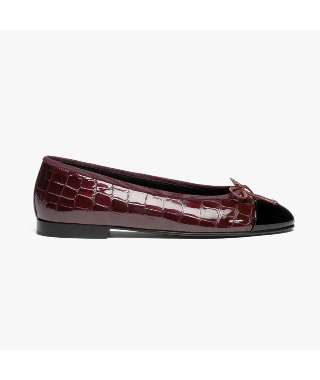 CHANEL Бордовые кожаные балетки, фото 5