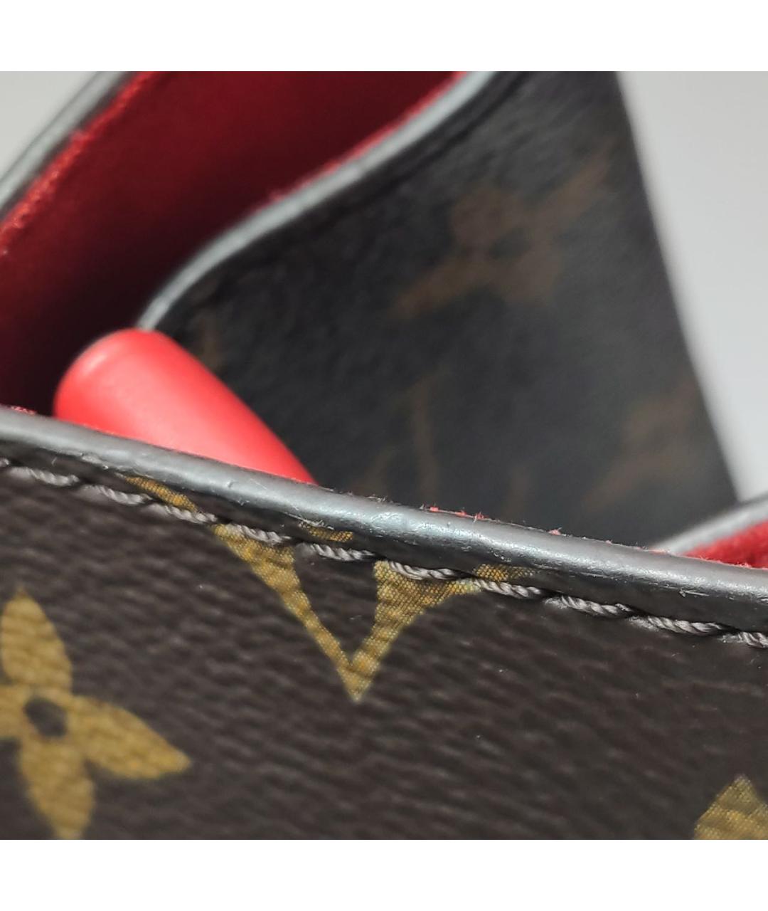 LOUIS VUITTON Красная кожаная сумка тоут, фото 7