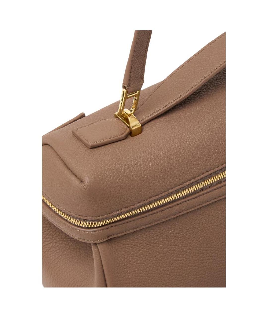 LORO PIANA Коричневая кожаная сумка через плечо, фото 4