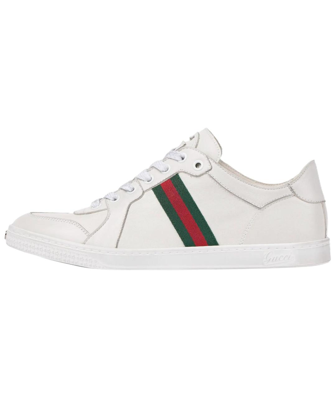 GUCCI Белые кожаные кроссовки, фото 2