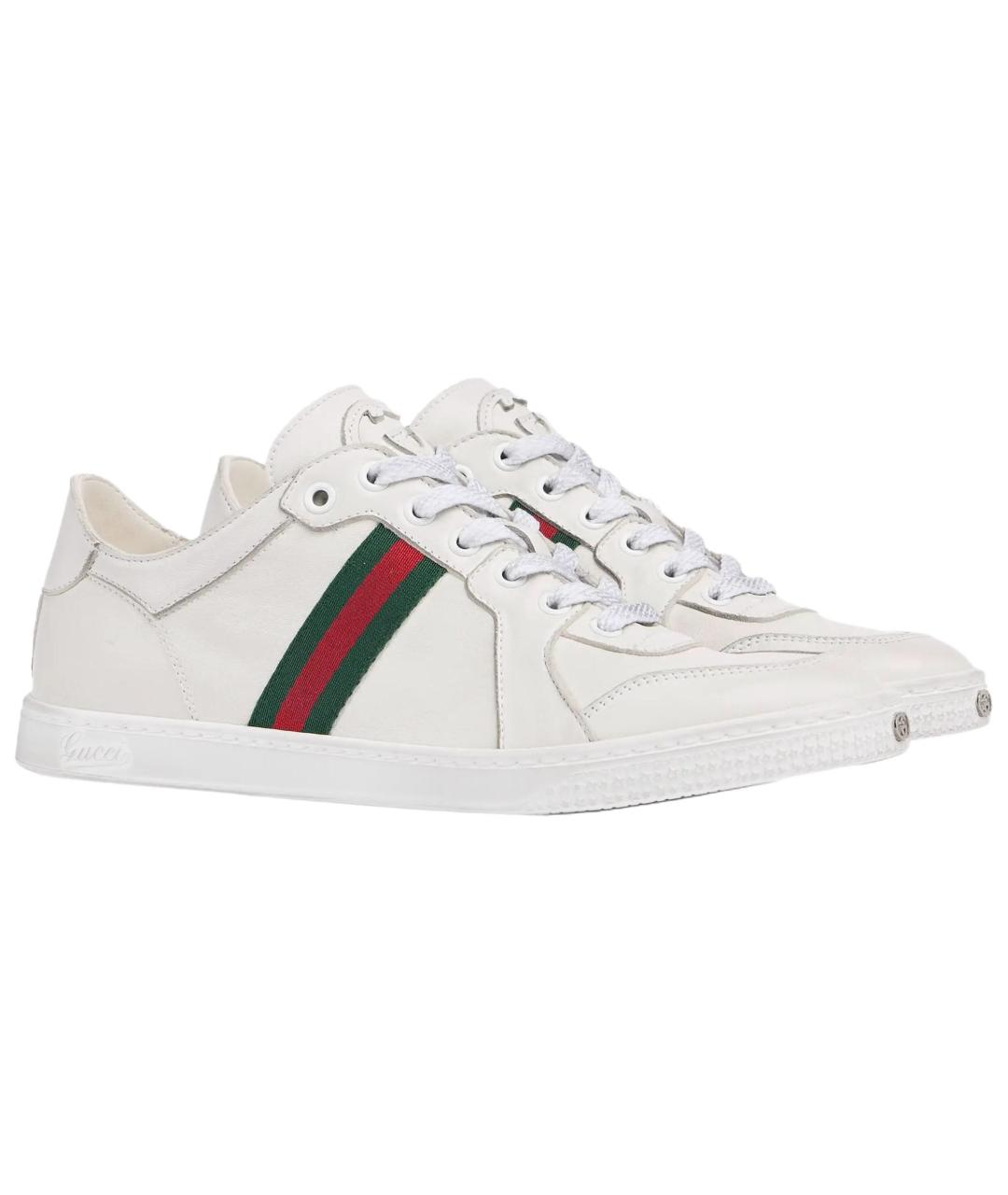 GUCCI Белые кожаные кроссовки, фото 3