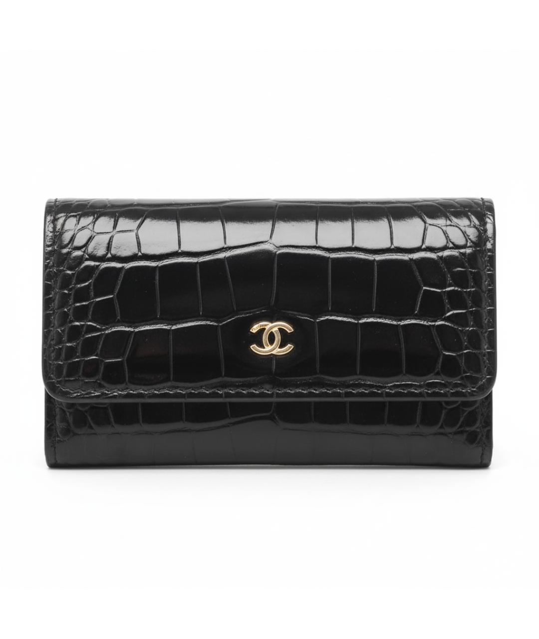 CHANEL Черный кардхолдер из экзотической кожи, фото 1
