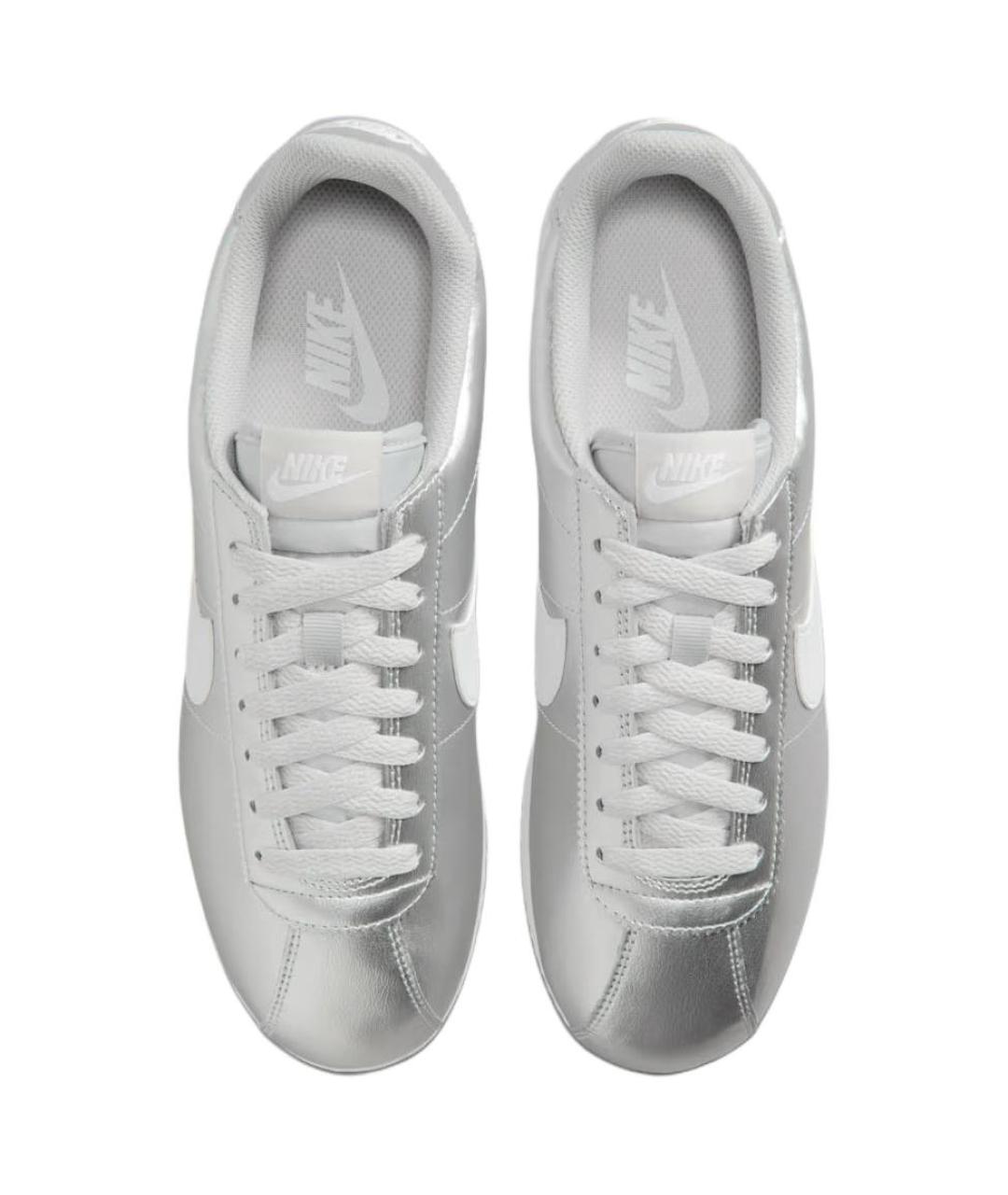 NIKE Серебряные кожаные кроссовки, фото 4