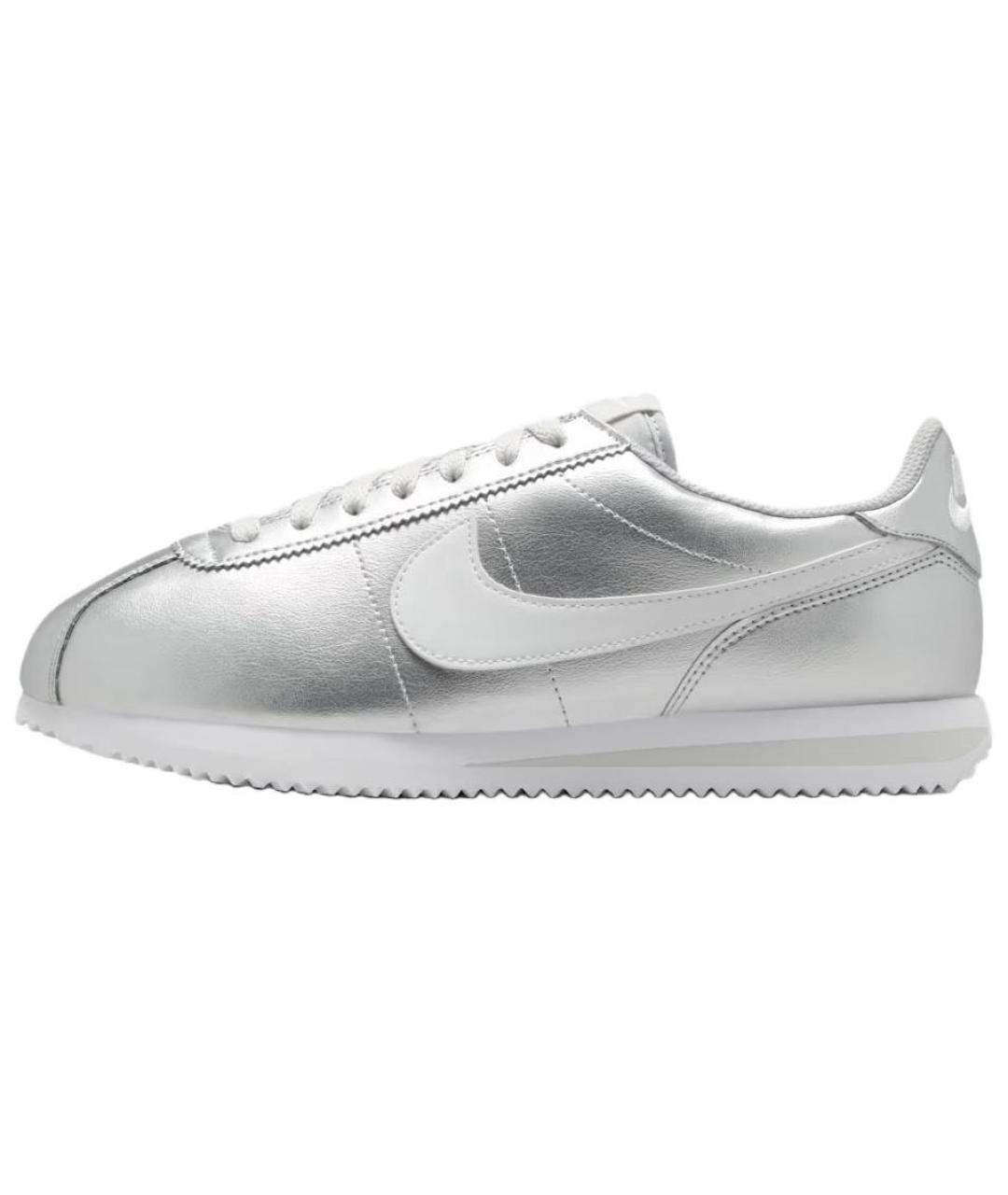 NIKE Серебряные кожаные кроссовки, фото 2