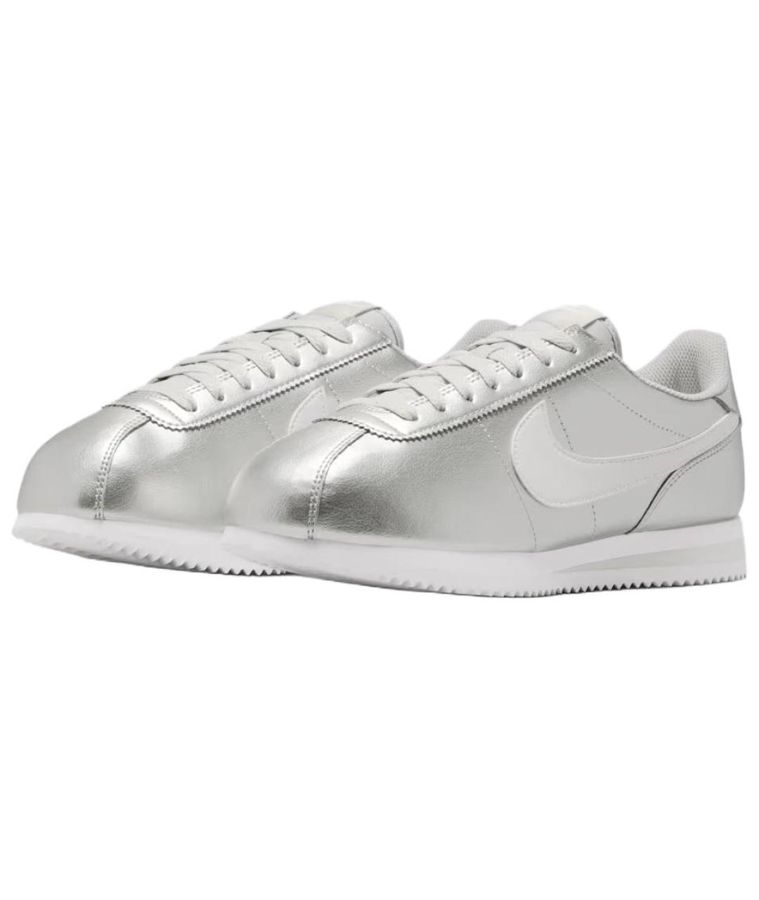 NIKE Серебряные кожаные кроссовки, фото 3