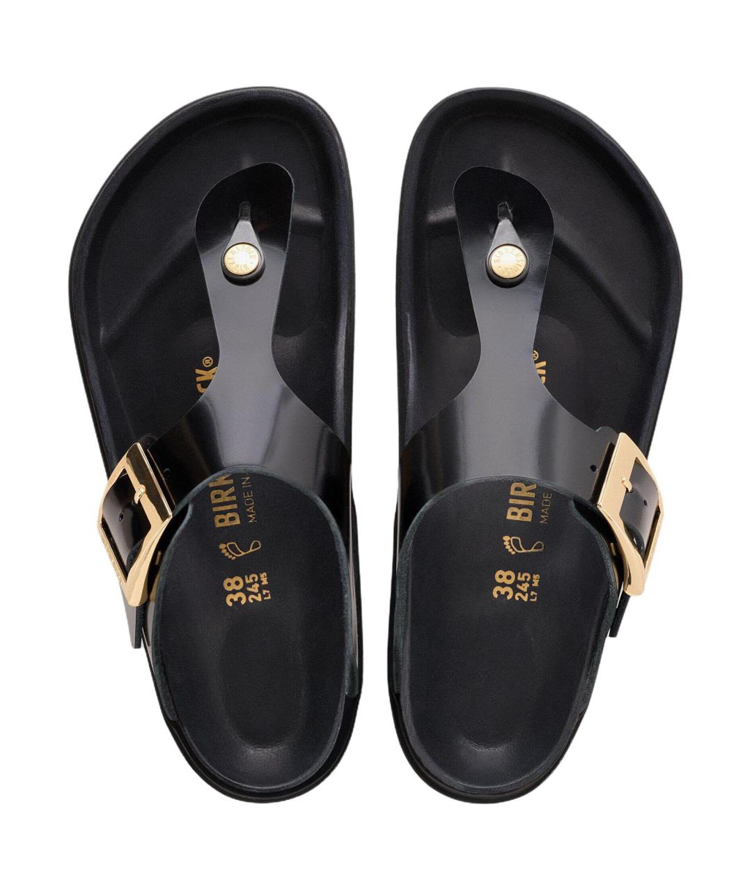 BIRKENSTOCK Черные кожаные шлепанцы, фото 4