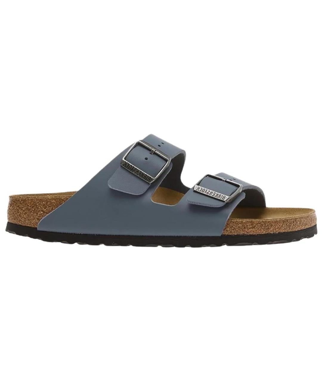 BIRKENSTOCK Синие кожаные шлепанцы, фото 1