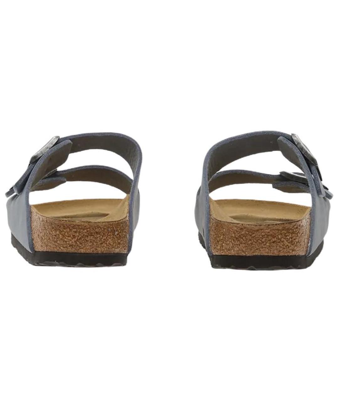 BIRKENSTOCK Синие кожаные шлепанцы, фото 5