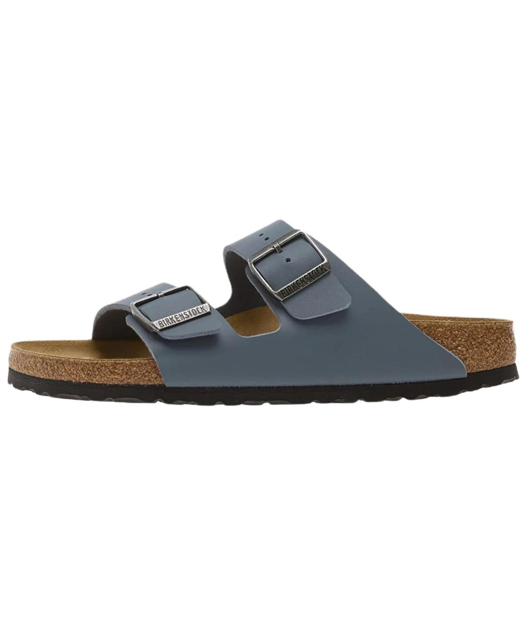 BIRKENSTOCK Синие кожаные шлепанцы, фото 6
