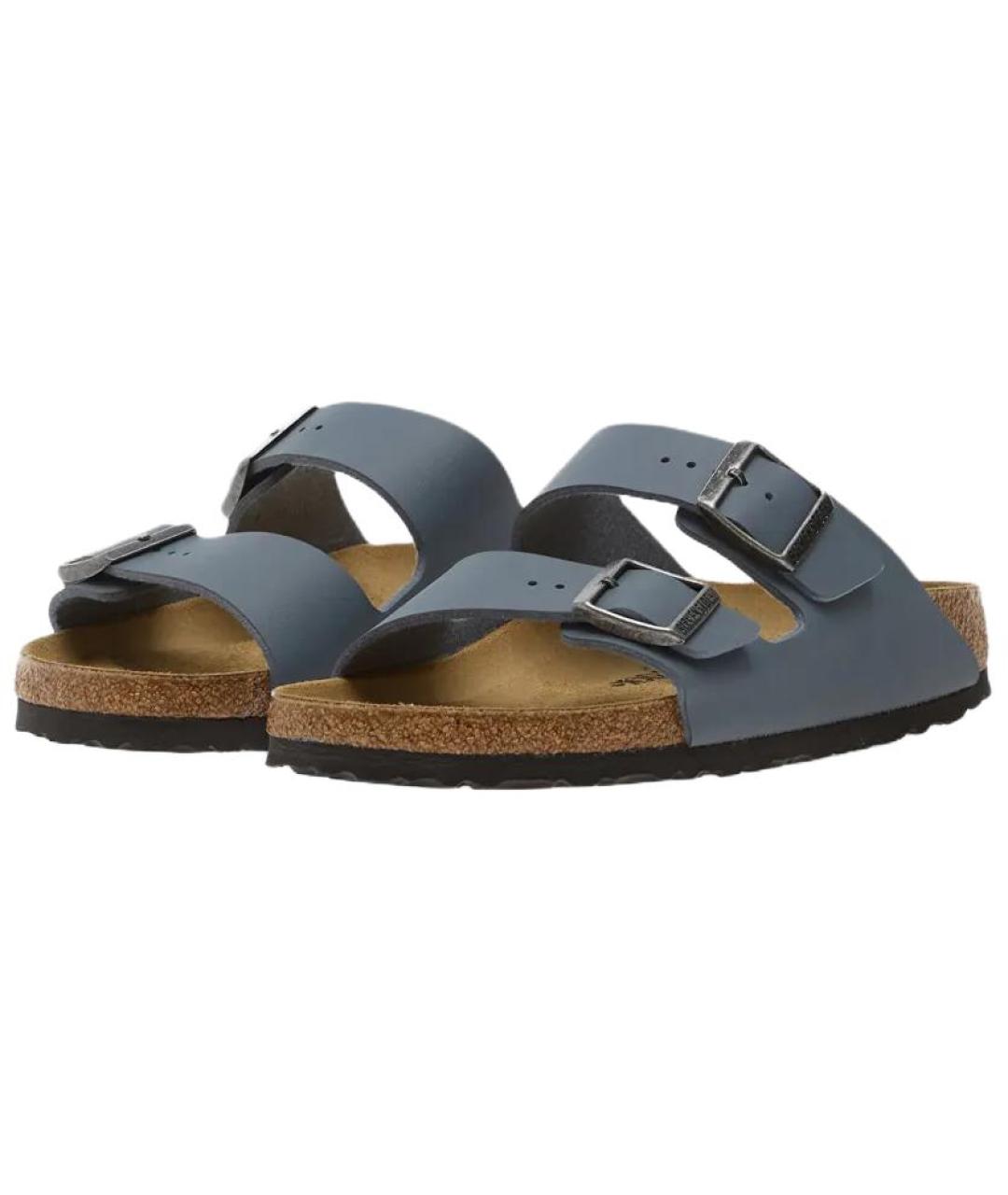 BIRKENSTOCK Синие кожаные шлепанцы, фото 3