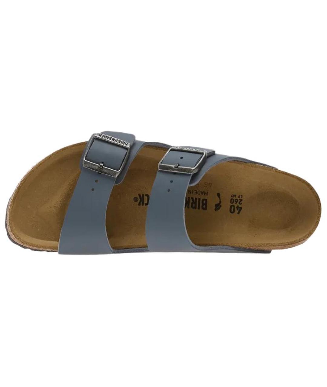 BIRKENSTOCK Синие кожаные шлепанцы, фото 4