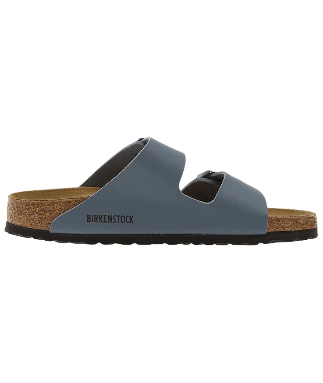 BIRKENSTOCK Синие кожаные шлепанцы, фото 2