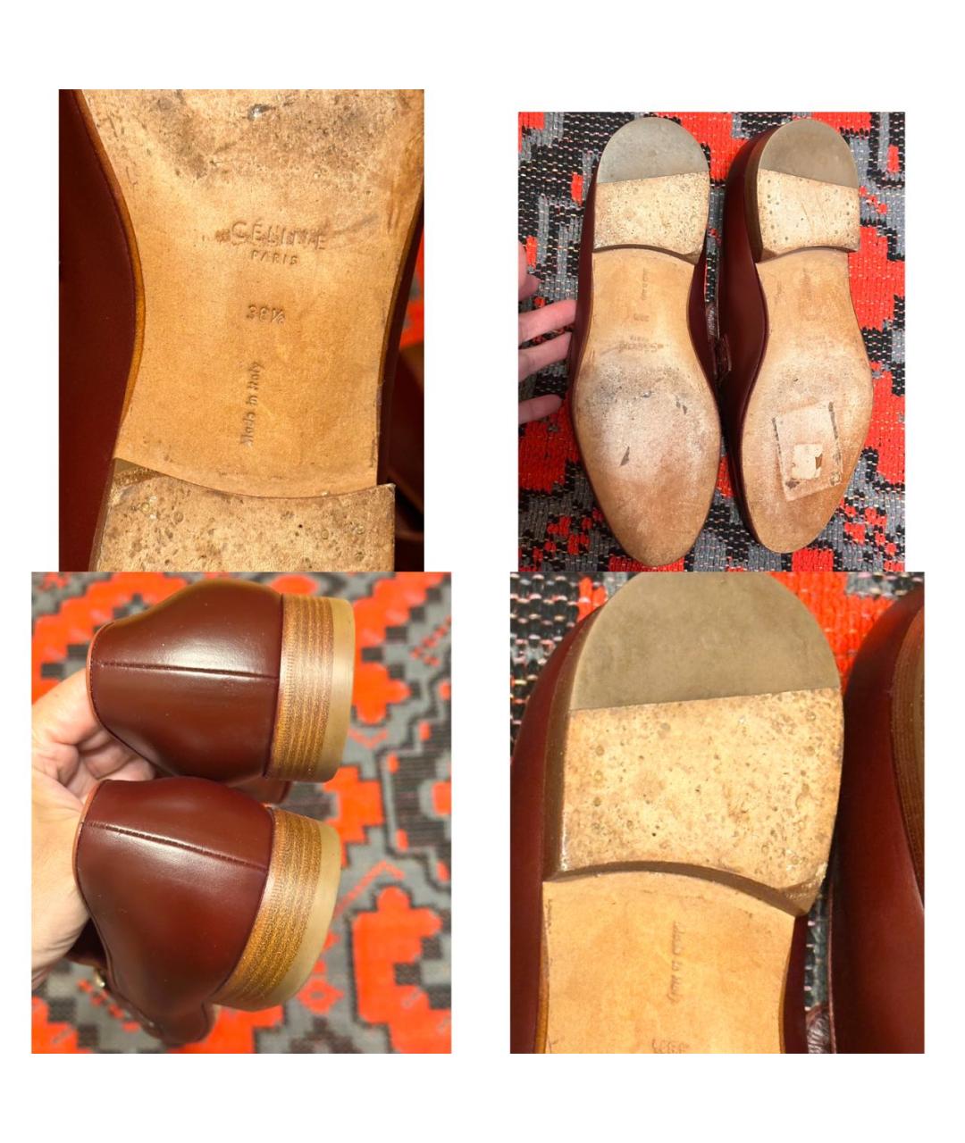 CELINE Бордовые кожаные лоферы, фото 7