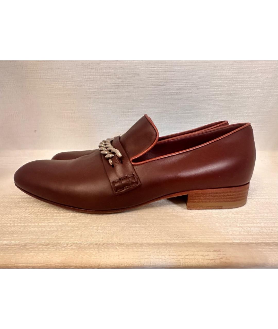 CELINE Бордовые кожаные лоферы, фото 9