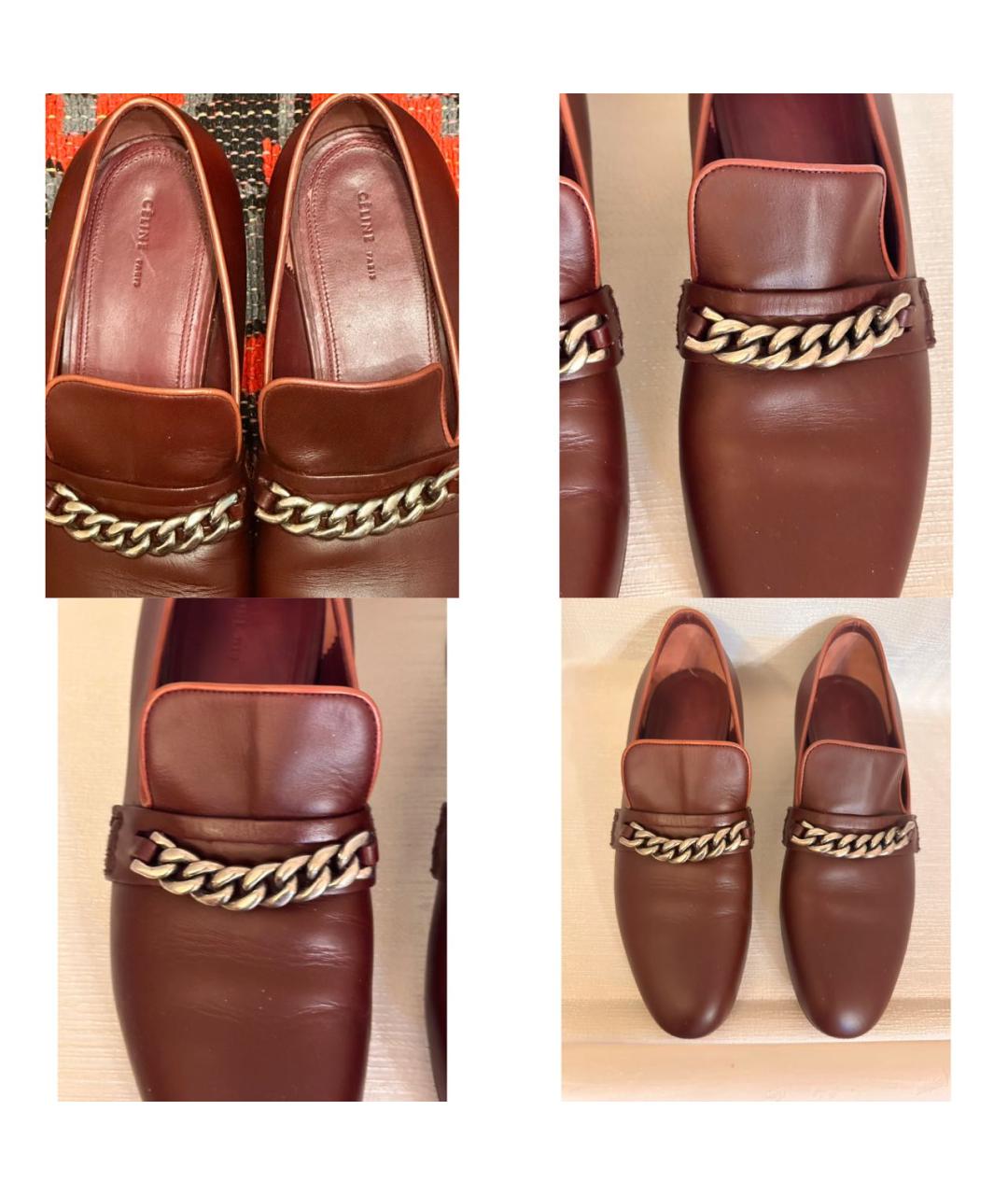 CELINE Бордовые кожаные лоферы, фото 5