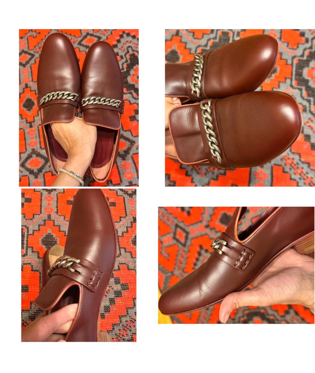 CELINE Бордовые кожаные лоферы, фото 6